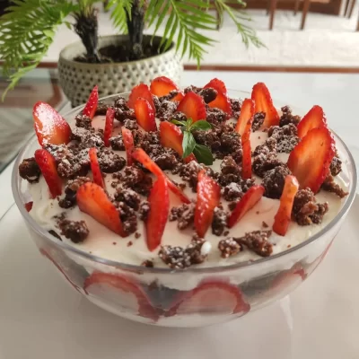 Bowl de Brownies y Fresas